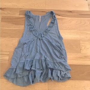 Free People baby blue ruffle tank size small